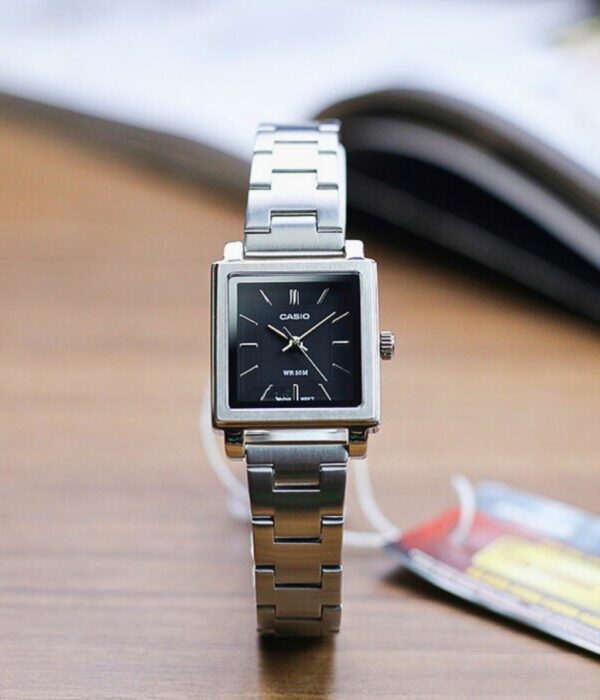 Đồng hồ Casio LTP-E176D-1AVDF Nữ máy Pin (Quartz) Dây Inox (Thép Không Gỉ) mặt Vuông chính hãng