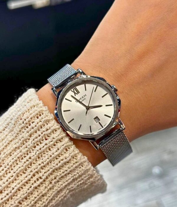 Đồng hồ Casio SHE-4554M-7AUDF Nữ máy Pin (Quartz) Dây Lưới mặt Bát Giác chính hãng