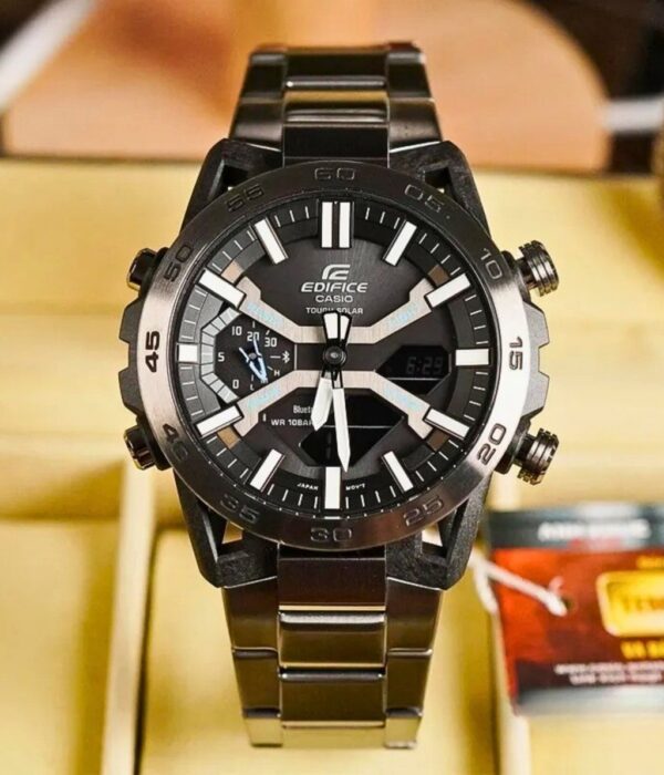 Đồng hồ Casio ECB-2000DC-1ADF Nam máy Solar (Năng Lượng Ánh Sáng Mặt Trời) Dây Inox (Thép Không Gỉ) mặt Tròn chính hãng