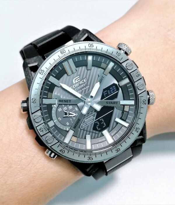 Đồng hồ Casio ECB-2000TP-1ADF Nam máy Solar (Năng Lượng Ánh Sáng Mặt Trời) Dây Cao Su (Nhựa) mặt Tròn chính hãng