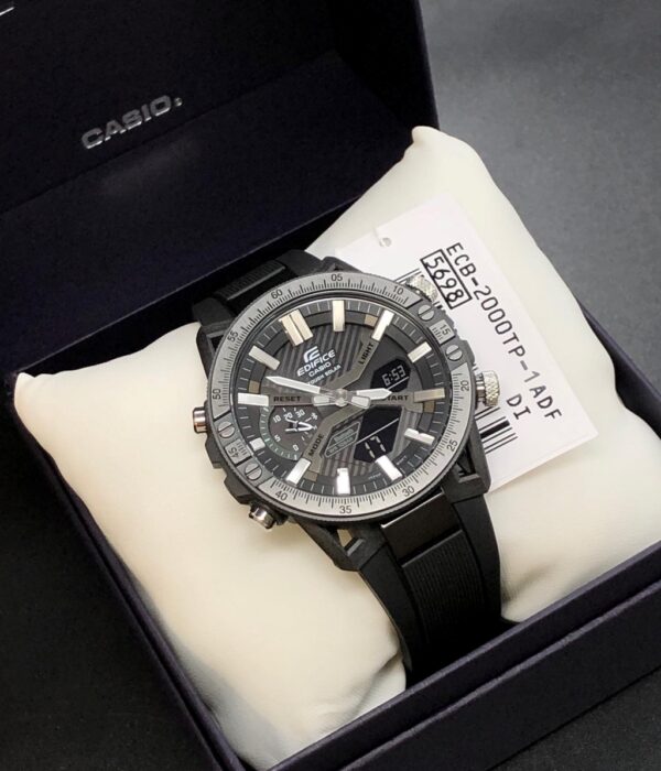 Đồng hồ Casio ECB-2000TP-1ADF Nam máy Solar (Năng Lượng Ánh Sáng Mặt Trời) Dây Cao Su (Nhựa) mặt Tròn chính hãng