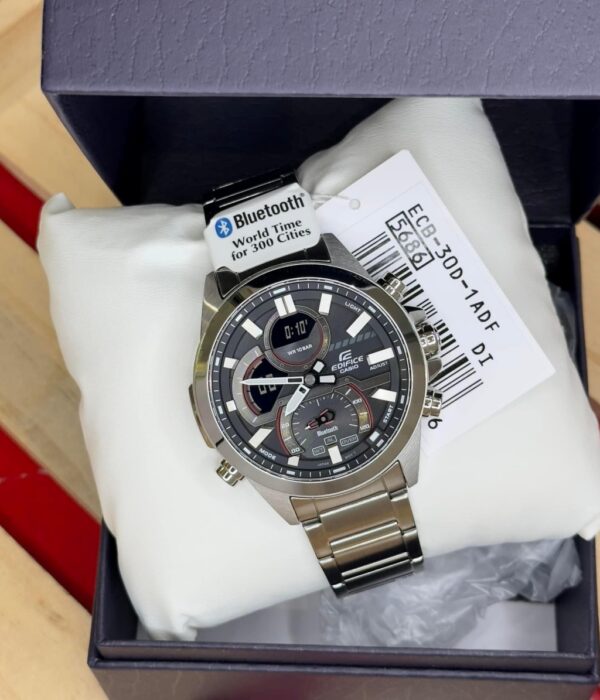 Đồng hồ Casio ECB-30D-1ADF Nam máy Pin (Quartz) Dây Inox (Thép Không Gỉ) mặt Tròn chính hãng