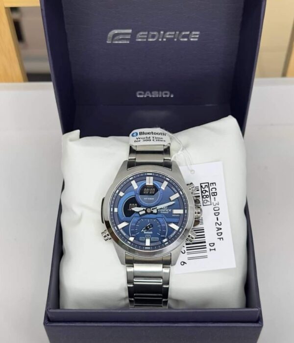 Đồng hồ Casio ECB-30D-2ADF Nam máy Pin (Quartz) Dây Inox (Thép Không Gỉ) mặt Tròn chính hãng