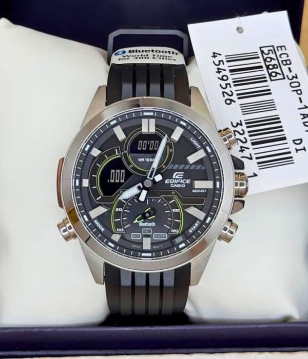 Đồng hồ Casio ECB-30P-1ADF Nam máy Pin (Quartz) Dây Cao Su (Nhựa) mặt Tròn chính hãng