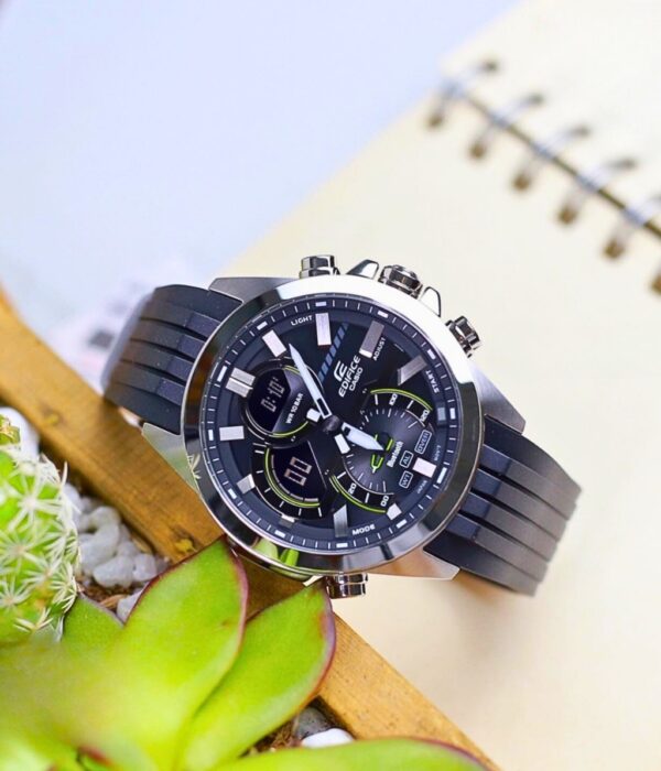 Đồng hồ Casio ECB-30P-1ADF Nam máy Pin (Quartz) Dây Cao Su (Nhựa) mặt Tròn chính hãng