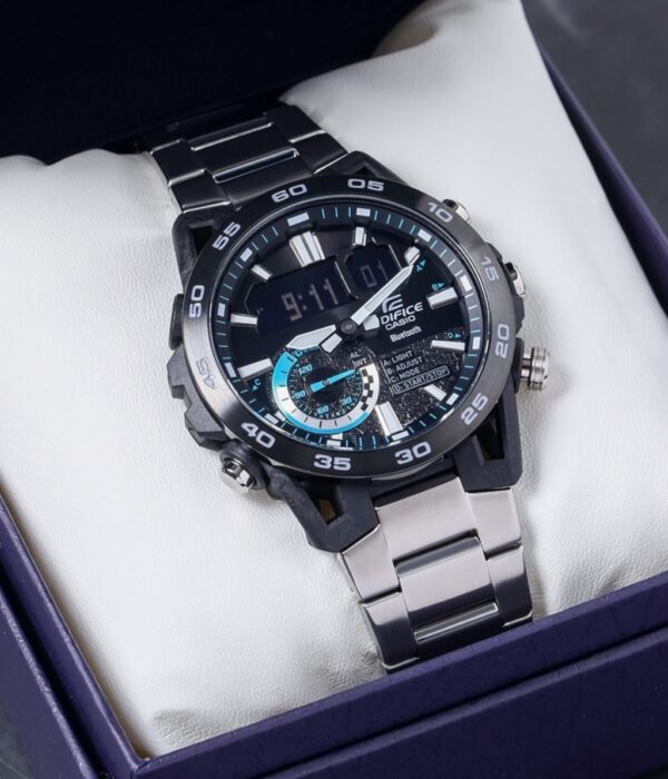 Đồng hồ Casio ECB-40DB-1ADF Nam máy Pin (Quartz) Dây Inox (Thép Không Gỉ) mặt Tròn chính hãng