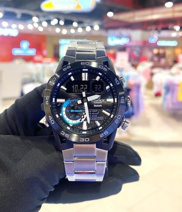 Đồng hồ Casio ECB-40DB-1ADF Nam máy Pin (Quartz) Dây Inox (Thép Không Gỉ) mặt Tròn chính hãng