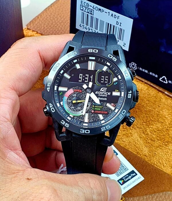Đồng hồ Casio ECB-40MP-1ADF Nam máy Pin (Quartz) Dây Cao Su (Nhựa) mặt Tròn chính hãng