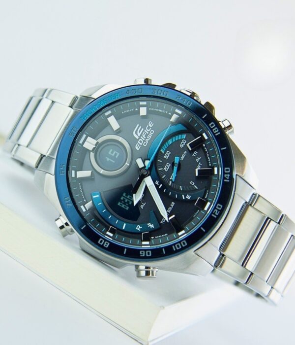 Đồng hồ Casio ECB-900DB-1BDR Nam máy Solar (Năng Lượng Ánh Sáng Mặt Trời) Dây Inox (Thép Không Gỉ) mặt Tròn chính hãng