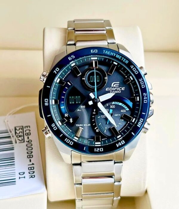 Đồng hồ Casio ECB-900DB-1BDR Nam máy Solar (Năng Lượng Ánh Sáng Mặt Trời) Dây Inox (Thép Không Gỉ) mặt Tròn chính hãng