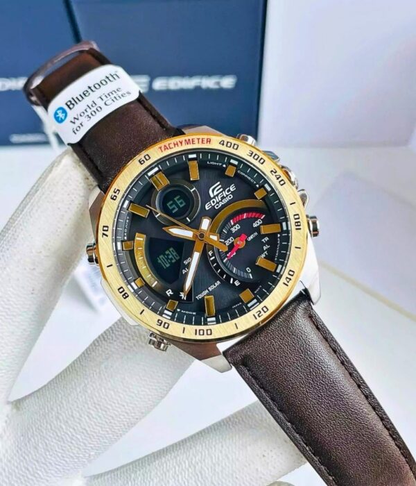 Đồng hồ Casio ECB-900GL-1ADR Nam máy Solar (Năng Lượng Ánh Sáng Mặt Trời) Dây Da mặt Tròn chính hãng