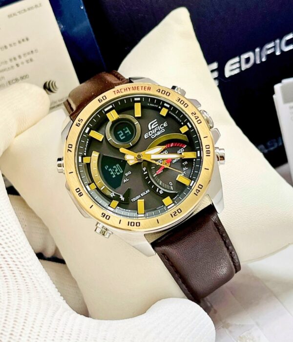 Đồng hồ Casio ECB-900GL-1ADR Nam máy Solar (Năng Lượng Ánh Sáng Mặt Trời) Dây Da mặt Tròn chính hãng