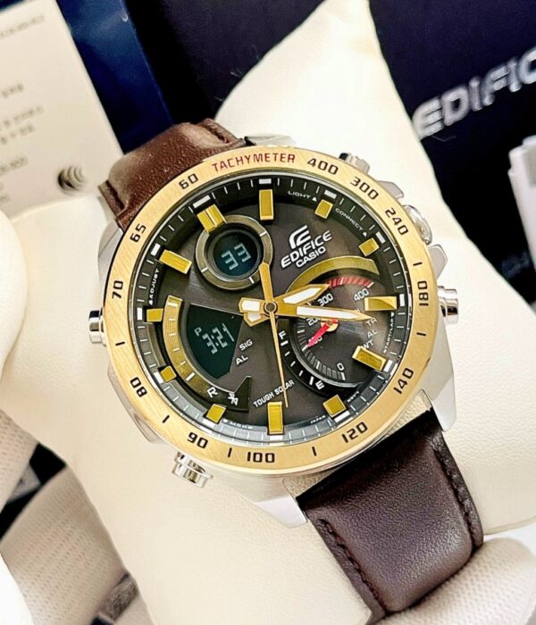 Đồng hồ Casio ECB-900GL-1ADR Nam máy Solar (Năng Lượng Ánh Sáng Mặt Trời) Dây Da mặt Tròn chính hãng