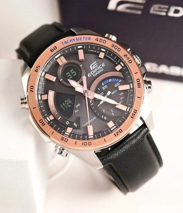 Đồng hồ Casio ECB-900GL-1BDR Nam máy Solar (Năng Lượng Ánh Sáng Mặt Trời) Dây Da mặt Tròn chính hãng