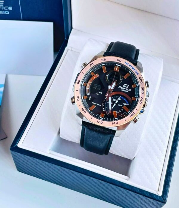 Đồng hồ Casio ECB-900GL-1BDR Nam máy Solar (Năng Lượng Ánh Sáng Mặt Trời) Dây Da mặt Tròn chính hãng