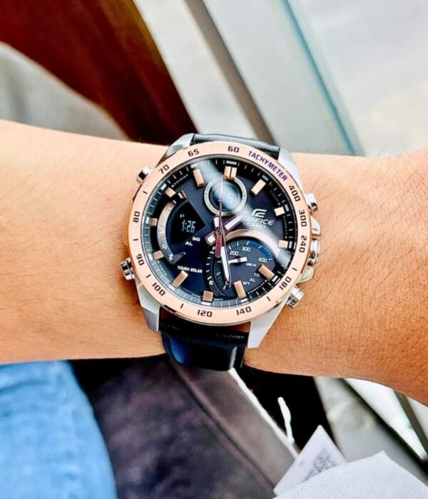 Đồng hồ Casio ECB-900GL-1BDR Nam máy Solar (Năng Lượng Ánh Sáng Mặt Trời) Dây Da mặt Tròn chính hãng