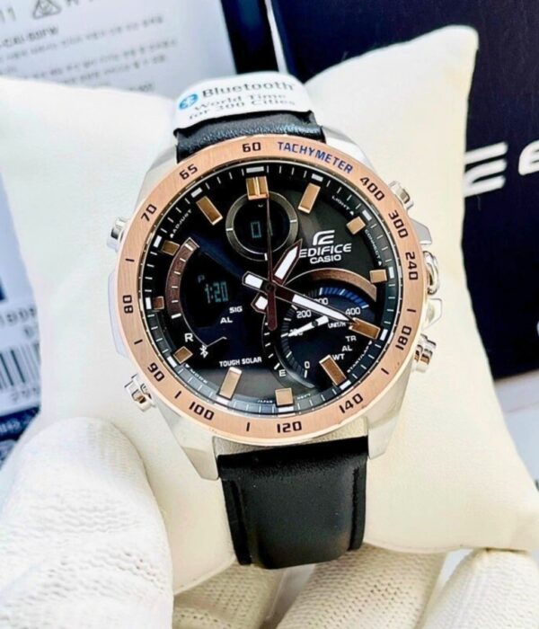 Đồng hồ Casio ECB-900GL-1BDR Nam máy Solar (Năng Lượng Ánh Sáng Mặt Trời) Dây Da mặt Tròn chính hãng