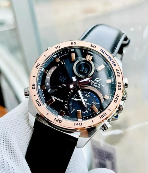 Đồng hồ Casio ECB-900GL-1BDR Nam máy Solar (Năng Lượng Ánh Sáng Mặt Trời) Dây Da mặt Tròn chính hãng