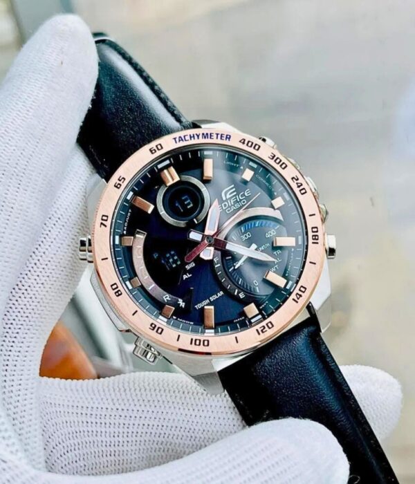 Đồng hồ Casio ECB-900GL-1BDR Nam máy Solar (Năng Lượng Ánh Sáng Mặt Trời) Dây Da mặt Tròn chính hãng