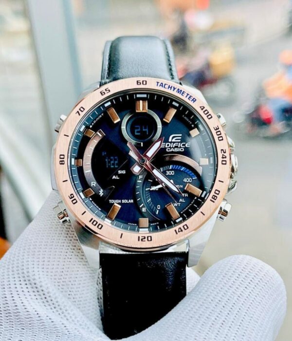 Đồng hồ Casio ECB-900GL-1BDR Nam máy Solar (Năng Lượng Ánh Sáng Mặt Trời) Dây Da mặt Tròn chính hãng