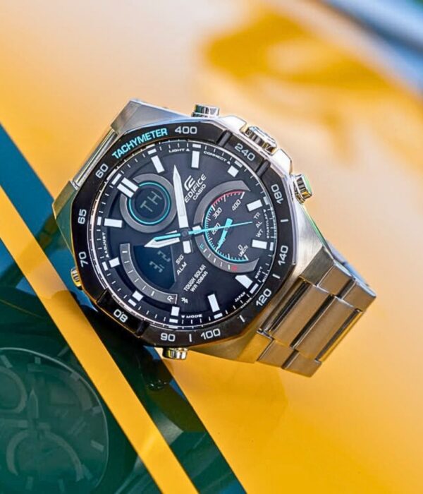 Đồng hồ Casio ECB-950DB-1ADF Nam máy Solar (Năng Lượng Ánh Sáng Mặt Trời) Dây Inox (Thép Không Gỉ) mặt Bát Giác chính hãng