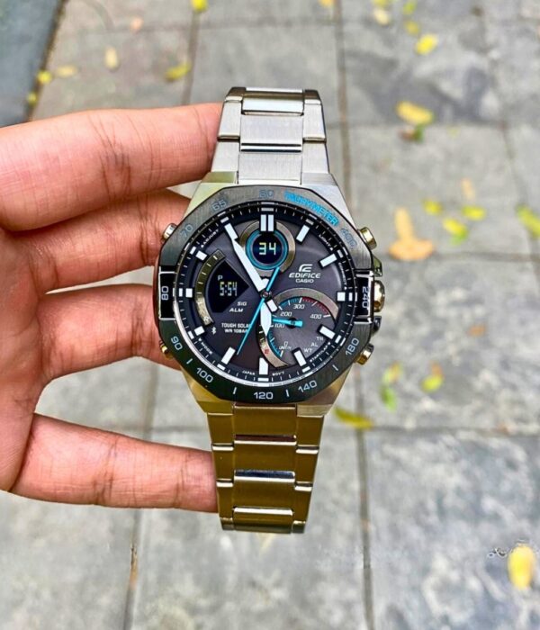 Đồng hồ Casio ECB-950DB-1ADF Nam máy Solar (Năng Lượng Ánh Sáng Mặt Trời) Dây Inox (Thép Không Gỉ) mặt Bát Giác chính hãng