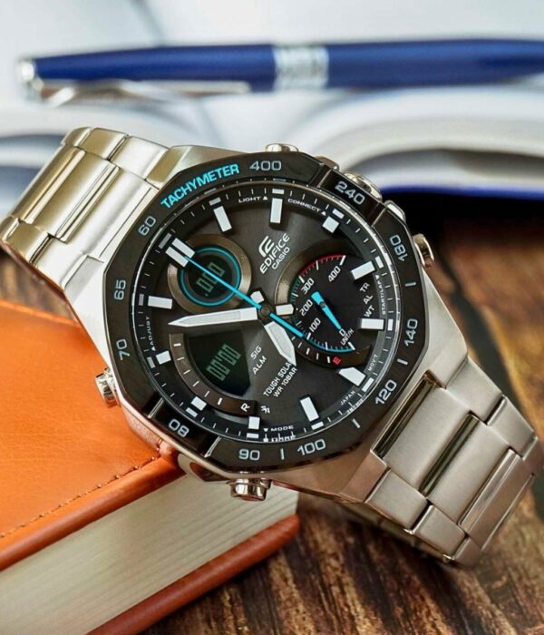 Đồng hồ Casio ECB-950DB-1ADF Nam máy Solar (Năng Lượng Ánh Sáng Mặt Trời) Dây Inox (Thép Không Gỉ) mặt Bát Giác chính hãng