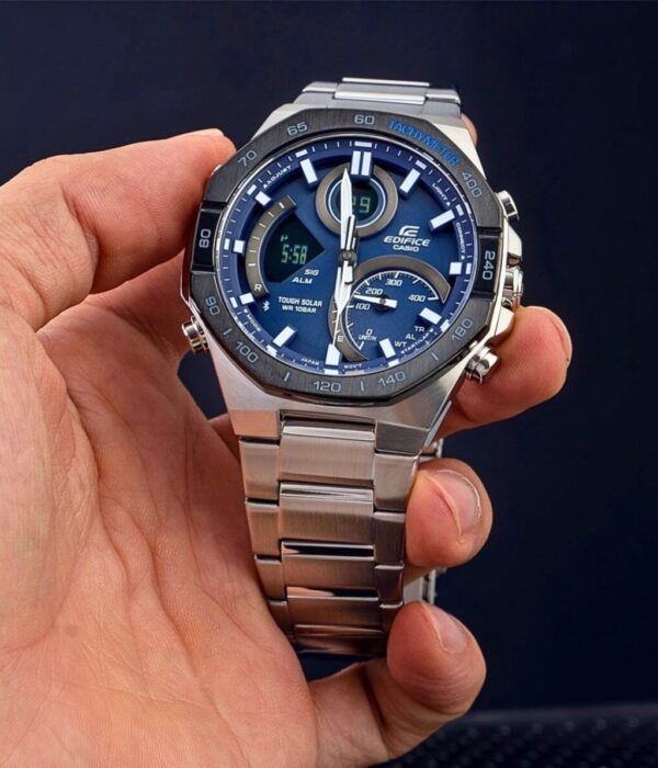 Đồng hồ Casio ECB-950DB-2ADF Nam máy Solar (Năng Lượng Ánh Sáng Mặt Trời) Dây Inox (Thép Không Gỉ) mặt Bát Giác chính hãng