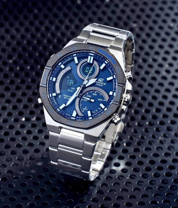 Đồng hồ Casio ECB-950DB-2ADF Nam máy Solar (Năng Lượng Ánh Sáng Mặt Trời) Dây Inox (Thép Không Gỉ) mặt Bát Giác chính hãng