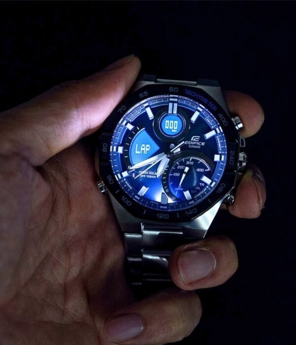 Đồng hồ Casio ECB-950DB-2ADF Nam máy Solar (Năng Lượng Ánh Sáng Mặt Trời) Dây Inox (Thép Không Gỉ) mặt Bát Giác chính hãng