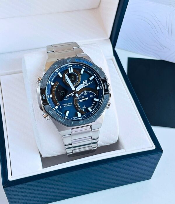 Đồng hồ Casio ECB-950DB-2ADF Nam máy Solar (Năng Lượng Ánh Sáng Mặt Trời) Dây Inox (Thép Không Gỉ) mặt Bát Giác chính hãng