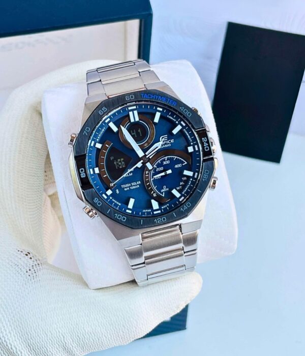 Đồng hồ Casio ECB-950DB-2ADF Nam máy Solar (Năng Lượng Ánh Sáng Mặt Trời) Dây Inox (Thép Không Gỉ) mặt Bát Giác chính hãng