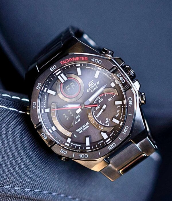 Đồng hồ Casio ECB-950DC-1ADF Nam máy Solar (Năng Lượng Ánh Sáng Mặt Trời) Dây Inox (Thép Không Gỉ) mặt Bát Giác chính hãng