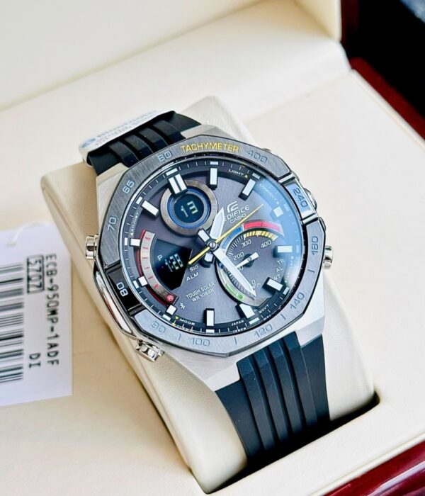 Đồng hồ Casio ECB-950MP-1ADF Nam máy Solar (Năng Lượng Ánh Sáng Mặt Trời) Dây Cao Su (Nhựa) mặt Bát Giác chính hãng