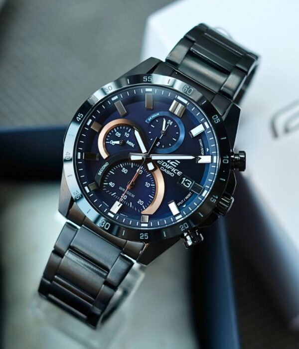 Đồng hồ Casio EFR-571DC-2AVUDF Nam máy Pin (Quartz) Dây Inox (Thép Không Gỉ) mặt Tròn chính hãng
