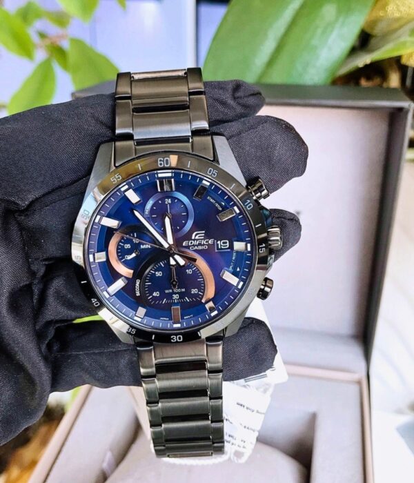 Đồng hồ Casio EFR-571DC-2AVUDF Nam máy Pin (Quartz) Dây Inox (Thép Không Gỉ) mặt Tròn chính hãng