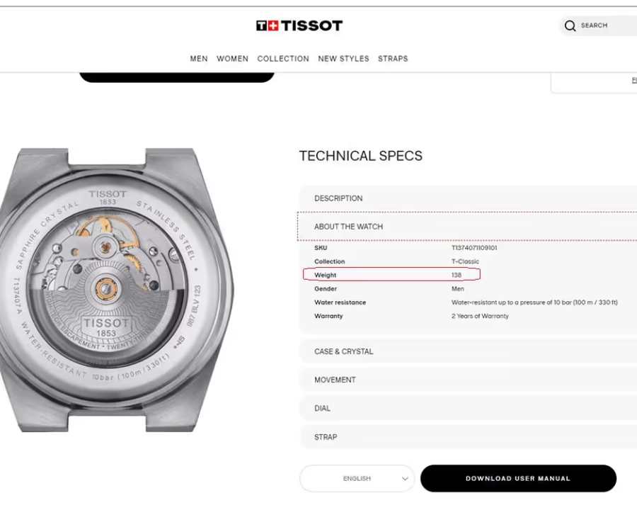 5 bước kiểm tra đồng hồ tissot 1853