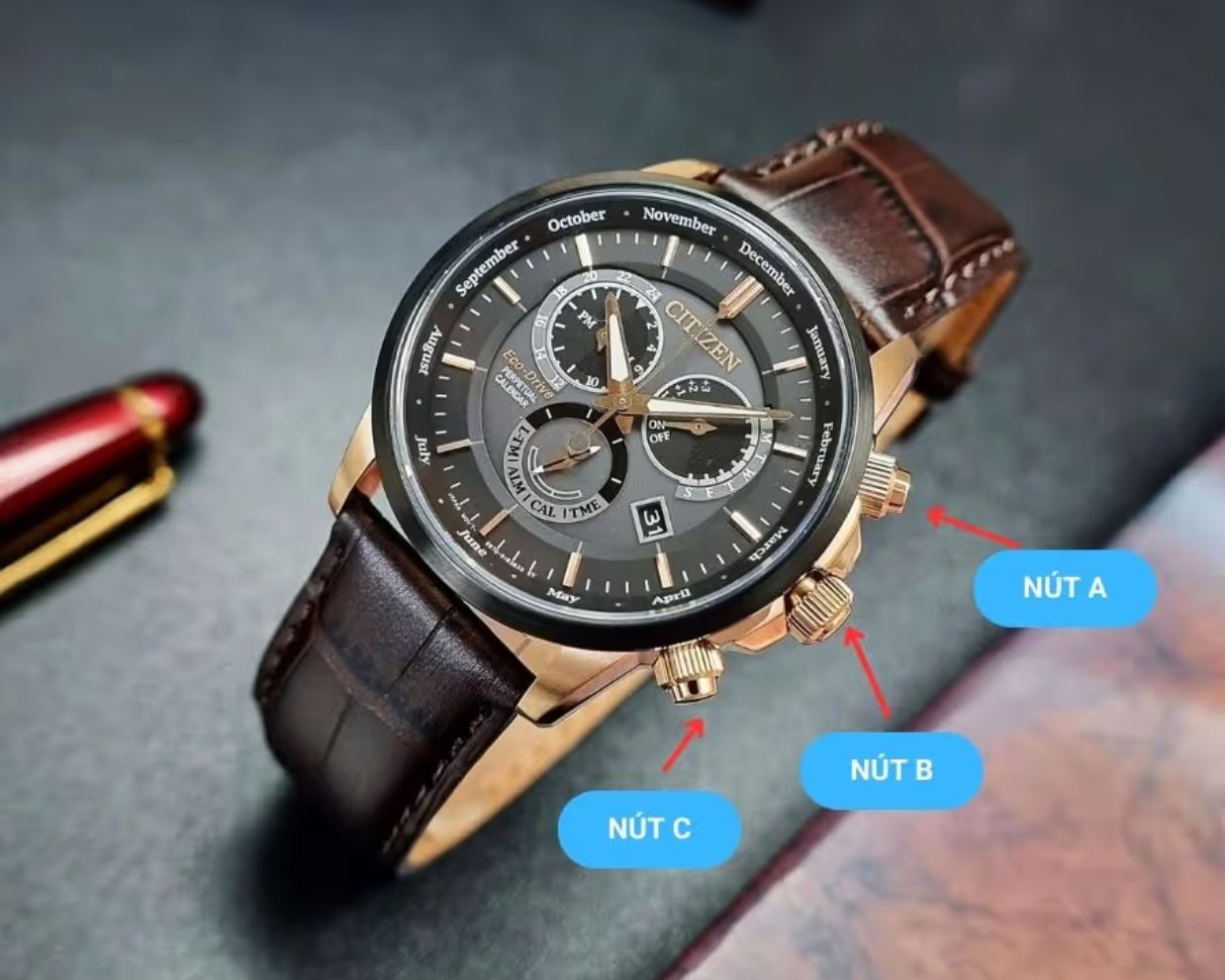 cách chỉnh đồng hồ citizen eco-drive