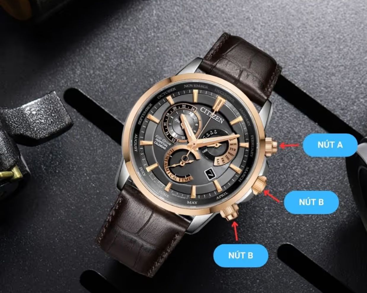 cách chỉnh đồng hồ citizen eco-drive