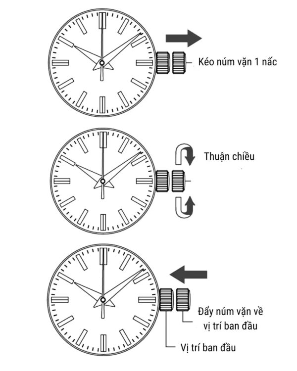 Cách chỉnh giờ đồng hồ Casio 1 nút 3 kim (có & không lịch) – Hướng dẫn chi tiết 1