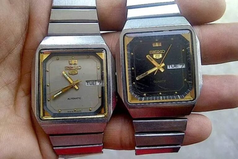 Đồng hồ Seiko cổ xưa mặt vuông vỏ phay xước thời bao cấp