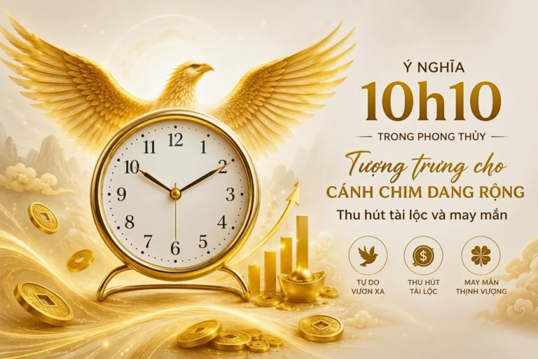 Ý nghĩa 10h10 trong phong thủy tượng trưng cho hình ảnh cánh chim dang rộng, thu hút tài lộc và may mắn.