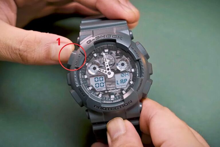 Thao tác đồng bộ kim và màn hình số trên Casio Ana-Digi