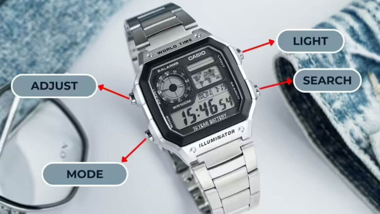 Sơ đồ vị trí và chức năng 4 nút bấm trên đồng hồ Casio