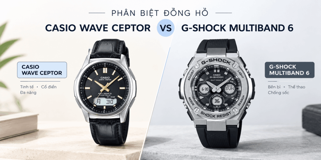 Phân biệt đồng hồ Casio Wave Ceptor và G-Shock Multiband 6