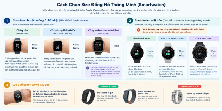Hướng dẫn chọn size đồng hồ thông minh smartwatch vừa vặn
