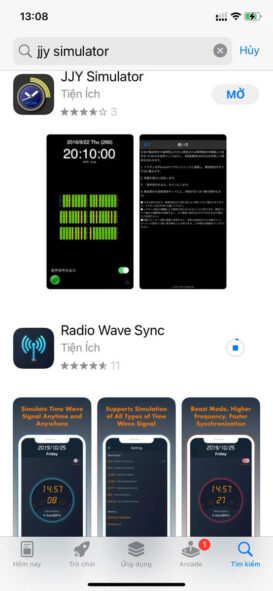 Dùng app giả lập sóng chỉnh giờ Citizen Radio Controlled 